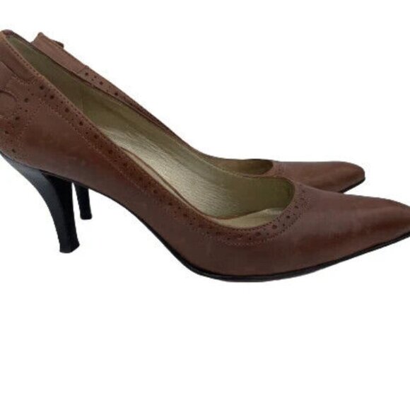 Arturo Chiang Brown Leather Heels Size 6.5 - Picture 4 of 12